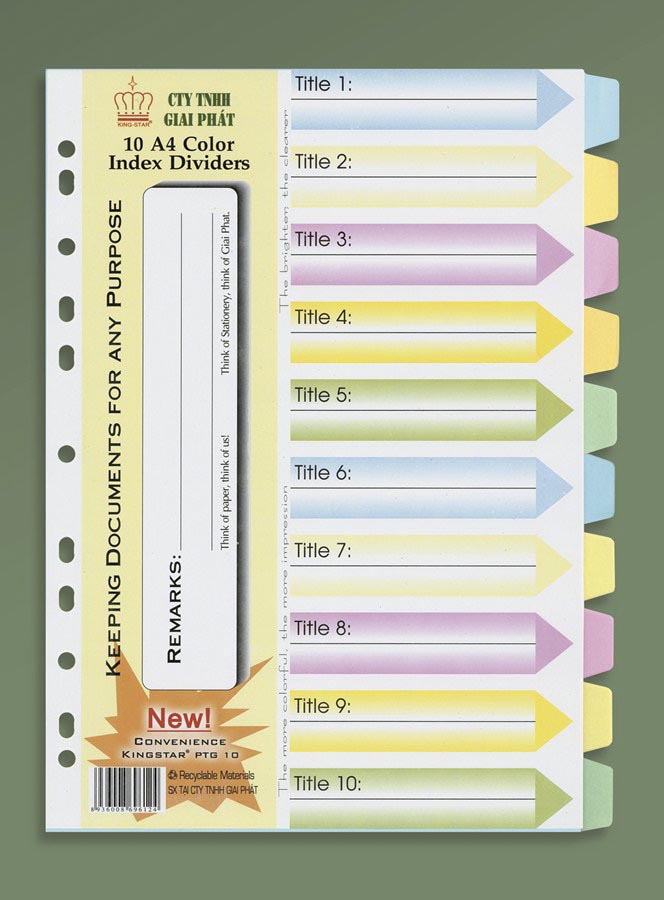 Phân trang giấy 10 màu