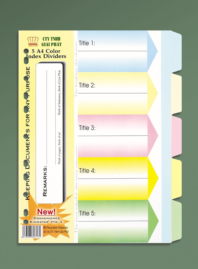Phân trang giấy 5 màu
